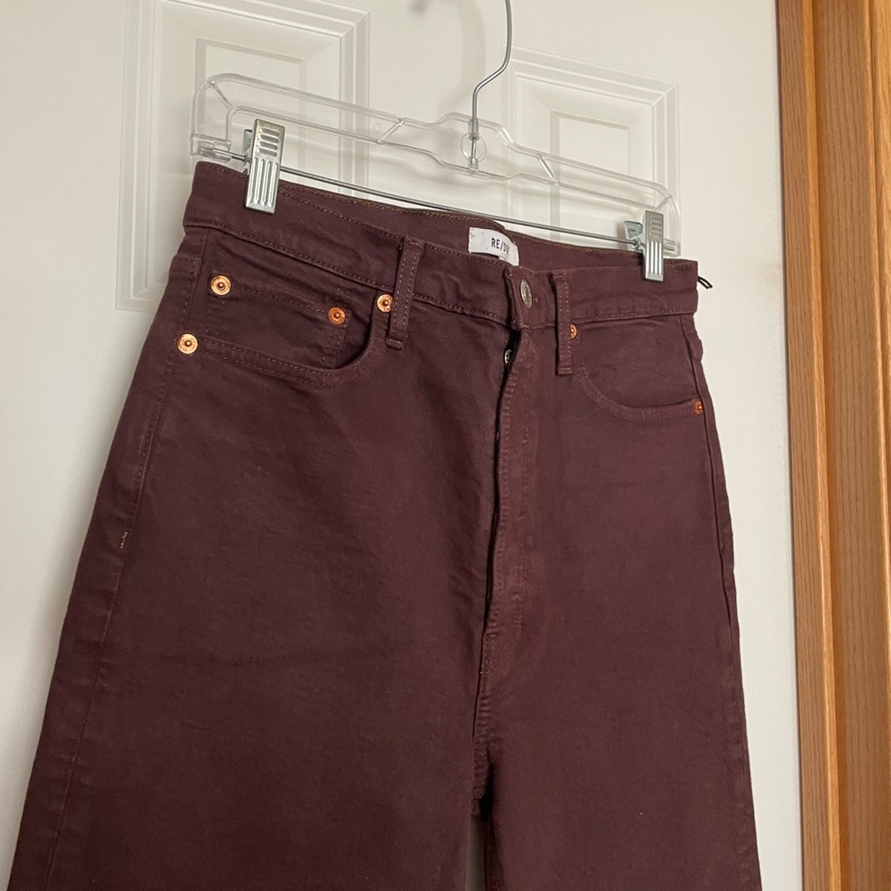 Re/Done 70s Ultra High Rise Stove Pipe Jeans Size 28 Washed Plum - Picture 4 of 13